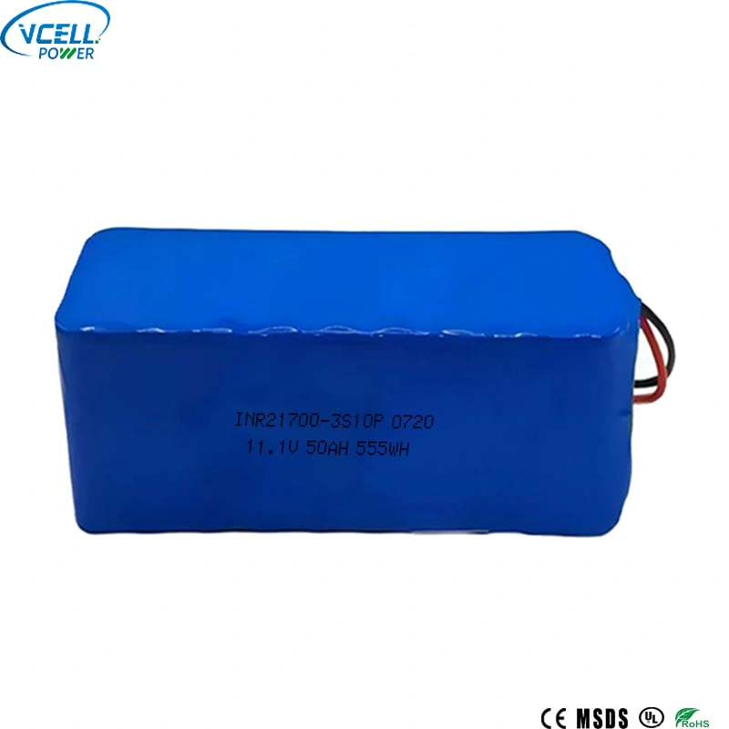 11.1V 50Ah 21700 3S10P แบตเตอรี่ลิเธียมไอออนแบบรีชาร์จ