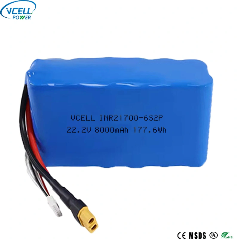 แบตเตอรี่ลิเธียมไอออน 22.2V 8000mAh 21700