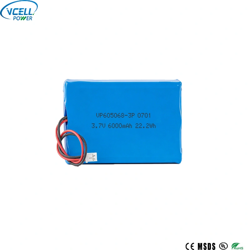 3.7V 6000mAh 605068 แบตเตอรี่ลิเธียมโพลิเมอร์ 3P