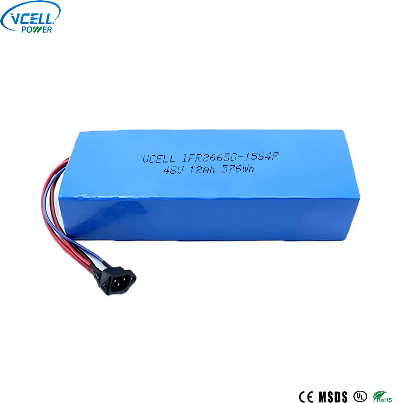 48V 12Ah 26650 ชุดแบตเตอรี่ Ebike LiFePO4